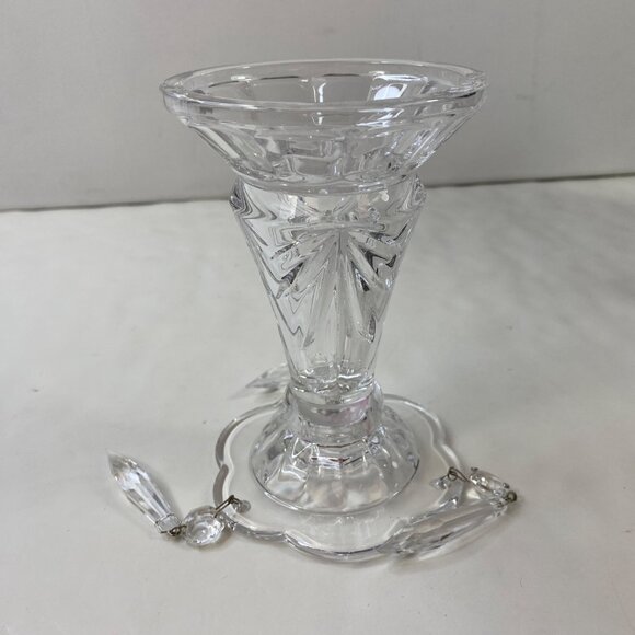 Royal Limited Lead Crystal Candlesticks Set 2 Dangling Prisms - Picture 8 of 16